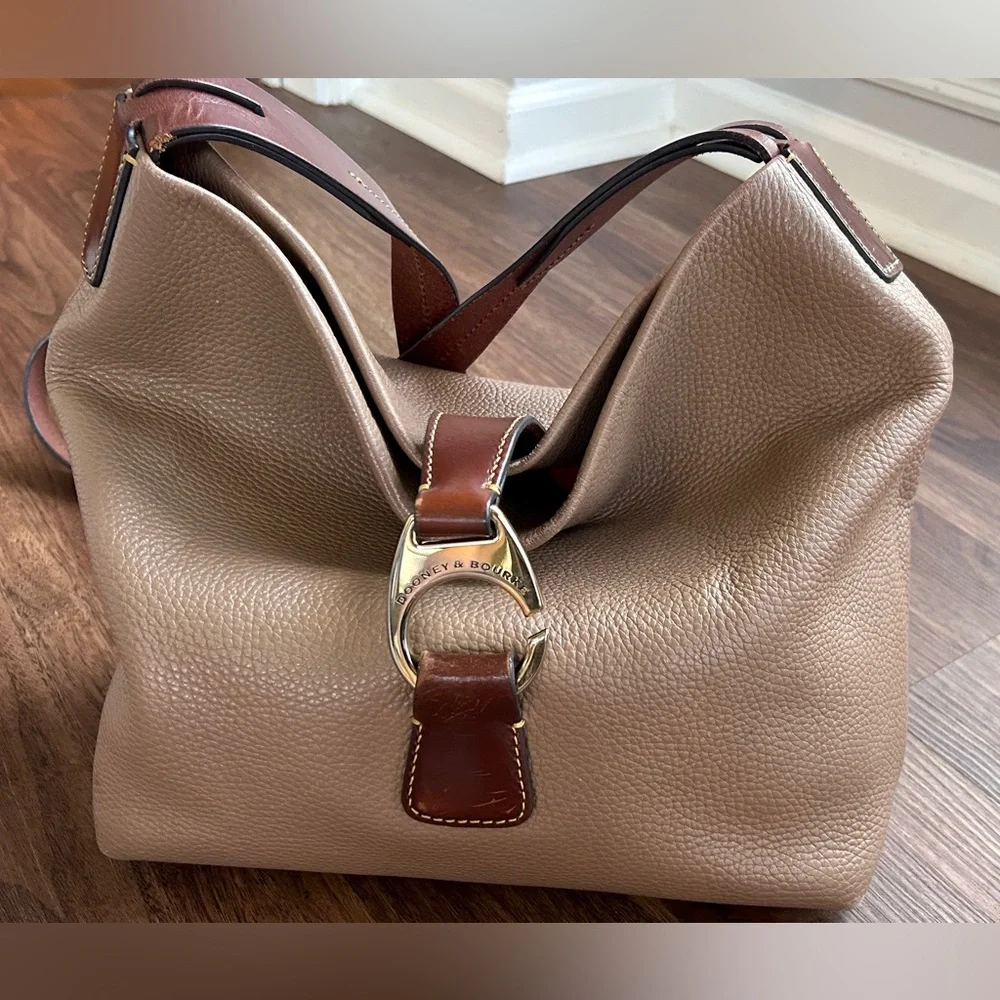 DOONEY & BOURKE Brown Pebble Leather Derby Hobo Slouchy Crossbody Bag Heritage